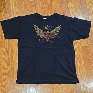 Black Graphic T-Shirt with Winged Design Van Halen